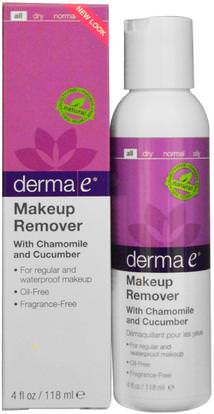 Derma E, Makeup Remover with Chamomile and Cucumber, 4 fl oz (118 ml) ,الجمال، العناية بالوجه، منظفات الوجه، حمام، مزيل ماكياج
