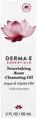 Derma E, Nourishing Rose Cleansing Oil, Argan & Jojoba Oils, 2 fl oz (60 ml) ,الجمال، العناية بالوجه، منظفات الوجه