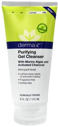 Derma E, Purifying Gel Cleanser, 6 fl oz (175 ml) ,الجمال، العناية بالوجه، منظفات الوجه، نوع البشرة طبيعية لتجف الجلد