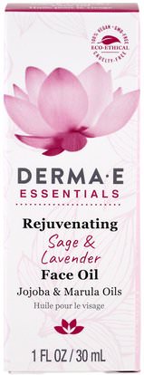 Derma E, Rejuvenating Face Oil, Sage & Lavender, 1 fl oz (30 ml) ,الجمال، العناية بالوجه، نوع البشرة مكافحة الشيخوخة الجلد