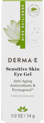 Derma E, Sensitive Skin Eye Gel, 1/2 oz (14 g) ,المكملات الغذائية، بيكنوجينول، كريمات العين