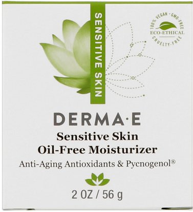 Derma E, Sensitive Skin Oil-Free Moisturizer, 2 oz (56 g) ,المكملات الغذائية، بيكنوجينول، العناية بالوجه، الكريمات المستحضرات، الأمصال