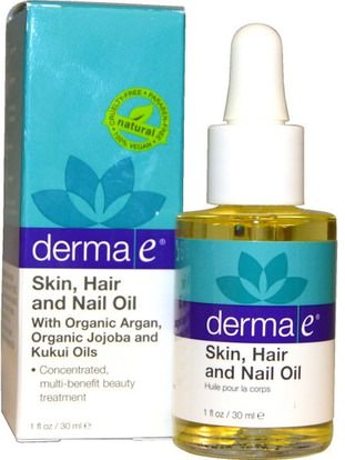 Derma E, Skin, Hair and Nail Oil, 1 fl oz (30 ml) ,الصحة، الجلد، الشعر، فروة الرأس