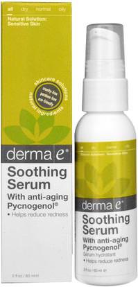 Derma E, Soothing Redness Reducing Serum, 2 fl oz (60 ml) ,المكملات الغذائية، بيكنوجينول، مصل الجلد