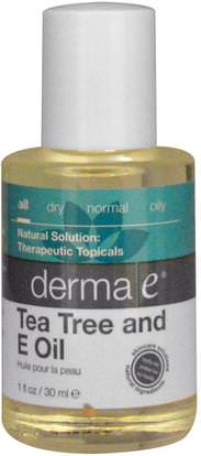 Derma E, Tea Tree and E Oil, 1 fl oz (30 ml) ,حمام، الجمال، الروائح الزيوت العطرية، زيت شجرة الشاي، الصحة، الجلد، منتجات شجرة الشاي