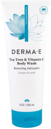 Derma E, Tea Tree & Vitamin E Body Wash, 8 fl oz (236 ml) ,الجمال، العناية بالوجه، منظفات الوجه، حمام، هلام الاستحمام
