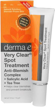 Derma E, Very Clear Spot Treatment Anti-Blemish Complex, 1/2 oz (14 g) ,الجمال، حب الشباب منتجات موضعية، العناية بالوجه، الكريمات المستحضرات، الأمصال