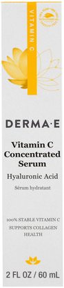 Derma E, Vitamin C Concentrated Serum, Hyaluronic Acid, 2 fl oz (60 ml) ,الصحة، مصل الجلد