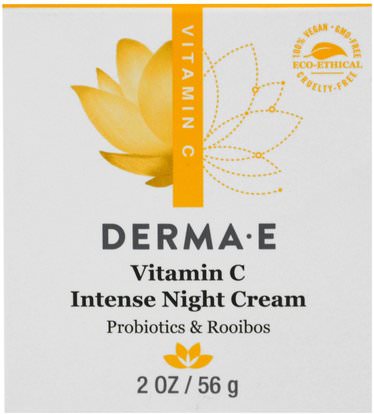 Derma E, Vitamin C Intense Night Cream, Probiotics & Rooibos, 2 oz (56 g) ,الصحة، الجلد، الكريمات الليل، العناية بالبشرة