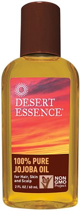Desert Essence, 100% Pure Jojoba Oil, 2 fl oz (60 ml) ,الصحة، الجلد، زيت الجوجوبا