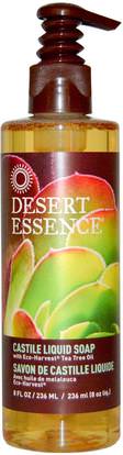 Desert Essence, Castile Liquid Soap, with Eco-Harvest Tea Tree Oil, 8 fl oz (236 ml) ,حمام، الجمال، الصابون، هلام الاستحمام