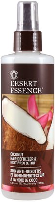 Desert Essence, Coconut Hair Defrizzer & Heat Protector, 8.5 fl oz (237 ml) ,حمام، الجمال، مكيفات، الشعر، فروة الرأس، الشامبو، مكيف