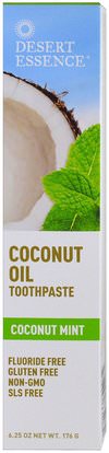 Desert Essence, Coconut Oil Toothpaste, Coconut Mint, 6.25 oz (176 g) ,حمام، الجمال، شفهي، الأسنان، تهتم، معجون أسنان
