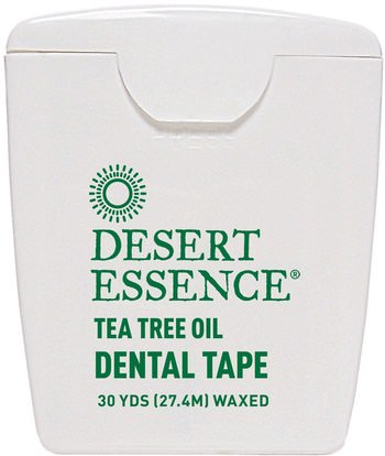 Desert Essence, Dental Tape, Tea Tree Oil, Waxed, 30 Yds (27.4 m) ,حمام، الجمال، العناية بالأسنان عن طريق الفم، خيط الأسنان، منتجات نظافة الفم
