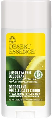Desert Essence, Deodorant, Lemon Tea Tree, 2.5 oz (70 ml) ,حمام، الجمال، مزيل العرق