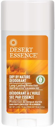 Desert Essence, Dry By Nature Deodorant, with Chamomile and Calendula, 2.5 oz (70 ml) ,حمام، الجمال، مزيل العرق، الصحة، بشرة