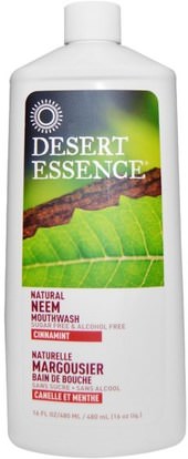 Desert Essence, Natural Neem Mouthwash, Cinnamint, 16 fl oz (480 ml) ,حمام، الجمال، شفهي، الأسنان، تهتم، غسول الفم
