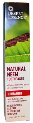 Desert Essence, Natural Neem Toothpaste, Cinnamint, 6.25 oz (176 g) ,حمام، الجمال، معجون أسنان