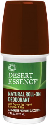 Desert Essence, Natural Roll-On Deodorant, 2 oz (60 ml) ,حمام، الجمال، مزيل العرق، لفة-- على مزيل العرق