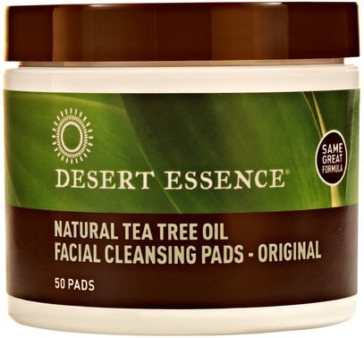 Desert Essence, Natural Tea Tree Oil Facial Cleansing Pads, Original, 50 Pads ,الجمال، العناية بالوجه، المطهرات للوجه، الصحة، إلتحم