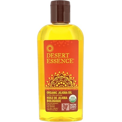 Desert Essence, Organic Jojoba Oil for Hair, Skin & Scalp, 4 fl oz (118 ml) ,الصحة، الجلد، زيت الجوجوبا