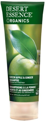 Desert Essence, Organics, Green Apple & Ginger Shampoo, 8 fl oz (237 ml) ,حمام، الجمال، الشامبو، الشعر، فروة الرأس، مكيف