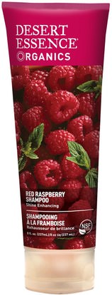 Desert Essence, Organics, Red Raspberry Shampoo, 8 fl oz (237 ml) ,حمام، الجمال، الشامبو، الشعر، فروة الرأس، مكيف