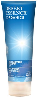 Desert Essence, Organics, Shampoo, Fragrance Free, 8 fl oz (237 ml) ,حمام، الجمال، الشامبو، الشعر، فروة الرأس، مكيف