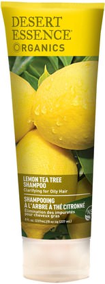 Desert Essence, Organics, Shampoo, Lemon Tea Tree, 8 fl oz (237 ml) ,حمام، الجمال، الشامبو، الشعر، فروة الرأس، مكيف