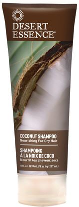 Desert Essence, Shampoo, Nourishing for Dry Hair, Coconut, 8 fl oz (237 ml) ,حمام، الجمال، الشامبو، الشعر، فروة الرأس، مكيف