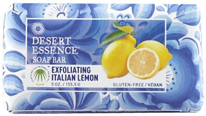 Desert Essence, Soap Bar, Exfoliating Italian Lemon, 5 oz (155.5 g) ,حمام، الجمال، الصابون