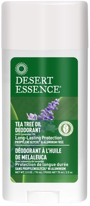 Desert Essence, Tea Tree Oil Deodorant with Lavender Oil, 2.5 oz (70 ml) ,حمام، الجمال، مزيل العرق