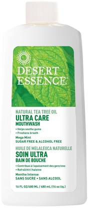 Desert Essence, Ultra Care Mouthwash, Mega Mint, 16 fl oz (480 ml) ,حمام، الجمال، شفهي، الأسنان، تهتم، غسول الفم