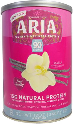 Designer Protein, Aria, Womens Wellness Protein, Vanilla, 12 oz (340 g) ,والمكملات الغذائية، والبروتين