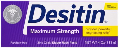 Desitin, Diaper Rash Paste, Maximum Strength, 4 oz (113 g) ,صحة الطفل، حفاضات، كريمات حفاضات