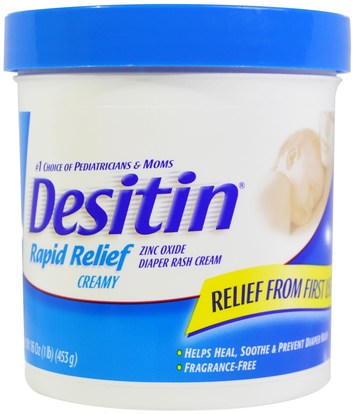 Desitin, Diaper Rash Cream, Rapid Relief, 16 oz (453 g) ,صحة الطفل، حفاضات، كريمات حفاضات