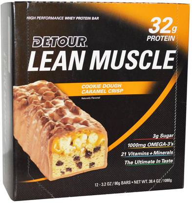 Detour, Lean Muscle Bars, Cookie Dough Caramel Crisp, 12 Bars, 3.2 oz (90 g) Each ,والرياضة، والبروتين أشرطة