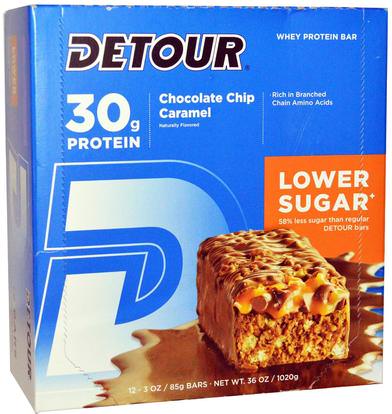 Detour, Whey Protein Bar, Chocolate Chip Caramel, 12 Bars, 3 oz (85 g) Each ,والرياضة، والبروتين أشرطة