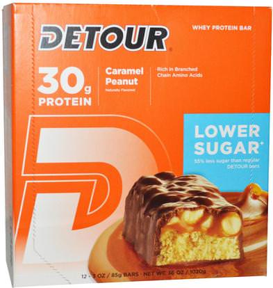 Detour, Whey Protein Bars, Caramel Peanut, 12 Bars, 3 oz (85 g) Each ,والرياضة، والبروتين أشرطة