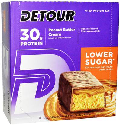 Detour, Whey Protein Bars, Peanut Butter Cream, 12 Bars, 3 oz (85 g) Each ,والرياضة، والبروتين أشرطة
