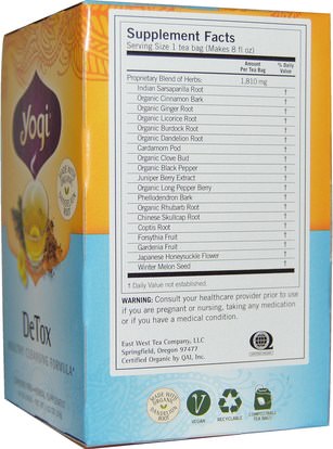 Herb-sa Yogi Tea, Detox, Caffeine Free, 16 Tea Bags, 1.02 oz (29 g)
