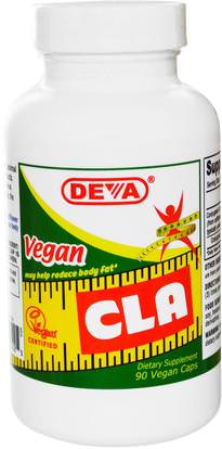 Deva, Vegan, CLA, 90 Vegan Caps ,وفقدان الوزن، والنظام الغذائي، كلا (مترافق حمض اللينوليك)، والصحة