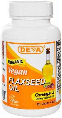 Deva, Vegan, Flaxseed Oil, Omega-3, 90 Vegan Caps ,المكملات الغذائية، بذور الكتان