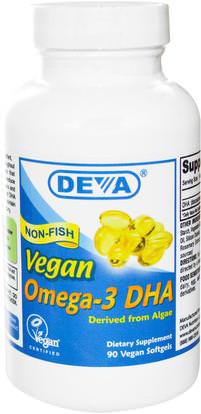 Deva, Vegan, Omega-3 DHA, 90 Vegan Softgels ,المكملات الغذائية، إيفا أوميجا 3 6 9 (إيبا دا)، دا