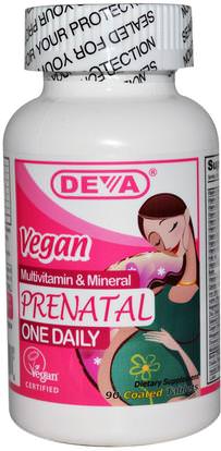 Deva, Vegan, Prenatal, Multivitamin & Mineral, One Daily, 90 Coated Tablets ,الفيتامينات، الفيتامينات قبل الولادة