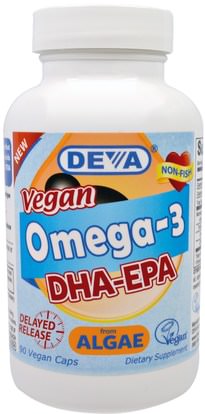 Deva, Vegan, Omega-3, DHA-EPA, 200 mg, 90 Vegan Caps ,المكملات الغذائية، إيفا أوميجا 3 6 9 (إيبا دا)، دا، إيبا