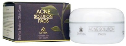 DeVita, Natural Skin Care, Acne Solution Pads, 2 oz (60 g) ,الصحة، حب الشباب، نوع الجلد حب الشباب المعرضة الجلد، الجمال، حمض الصفصاف
