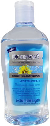 Dickinson Brands, Enhanced Witch Hazel, Deep Cleansing, Astringent, Extra Strength, 16 fl oz (473 ml) ,الصحة، جلد، الساحرة هازل، الجمال، العناية بالوجه، أسترينجنتس