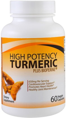 Divine Health, High Potency Turmeric Plus Bioperine, 60 Veggie Caps ,المكملات الغذائية، مضادات الأكسدة، الكركمين