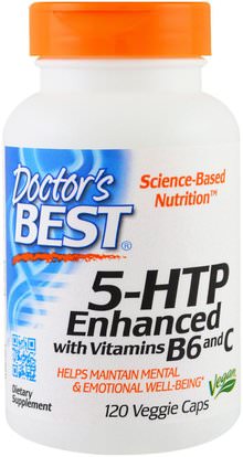 Doctors Best, 5-HTP, Enhanced with Vitamins B6 & C, 120 Veggie Caps ,المكملات الغذائية، 5-هتب